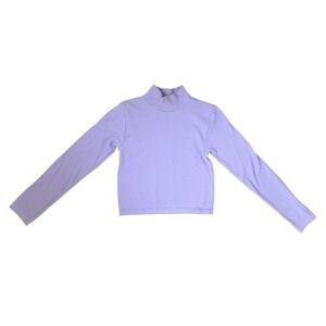 ZARA Lavender Ribbed Cropped Mock Turtleneck Womens M NWOT Lightweight Knit Top